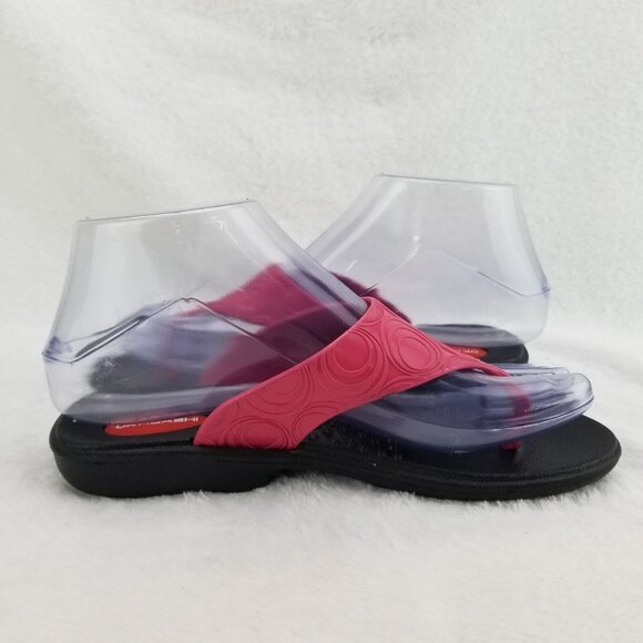 ✅Okabashi Thong Sandals Pink/Black Flip Flops Women’s  Small/5-6 Summer Shoes - Picture 8 of 10
